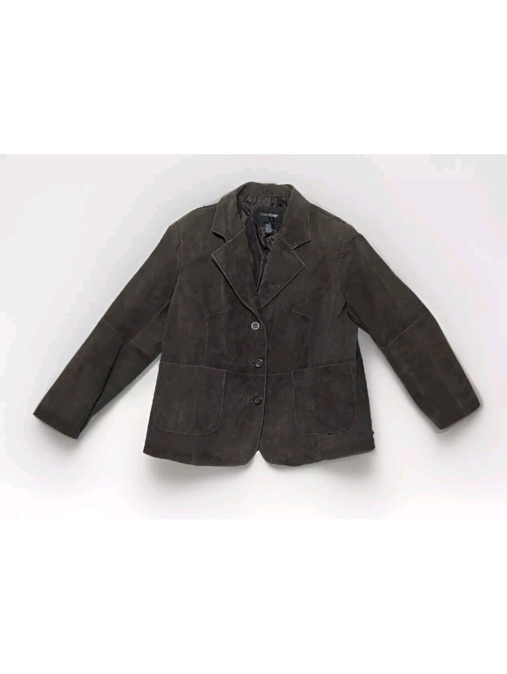 Outer Edge Taupe Blazer Jacket Brown 100% Suede Leather Women's 1X Vintage Y2K